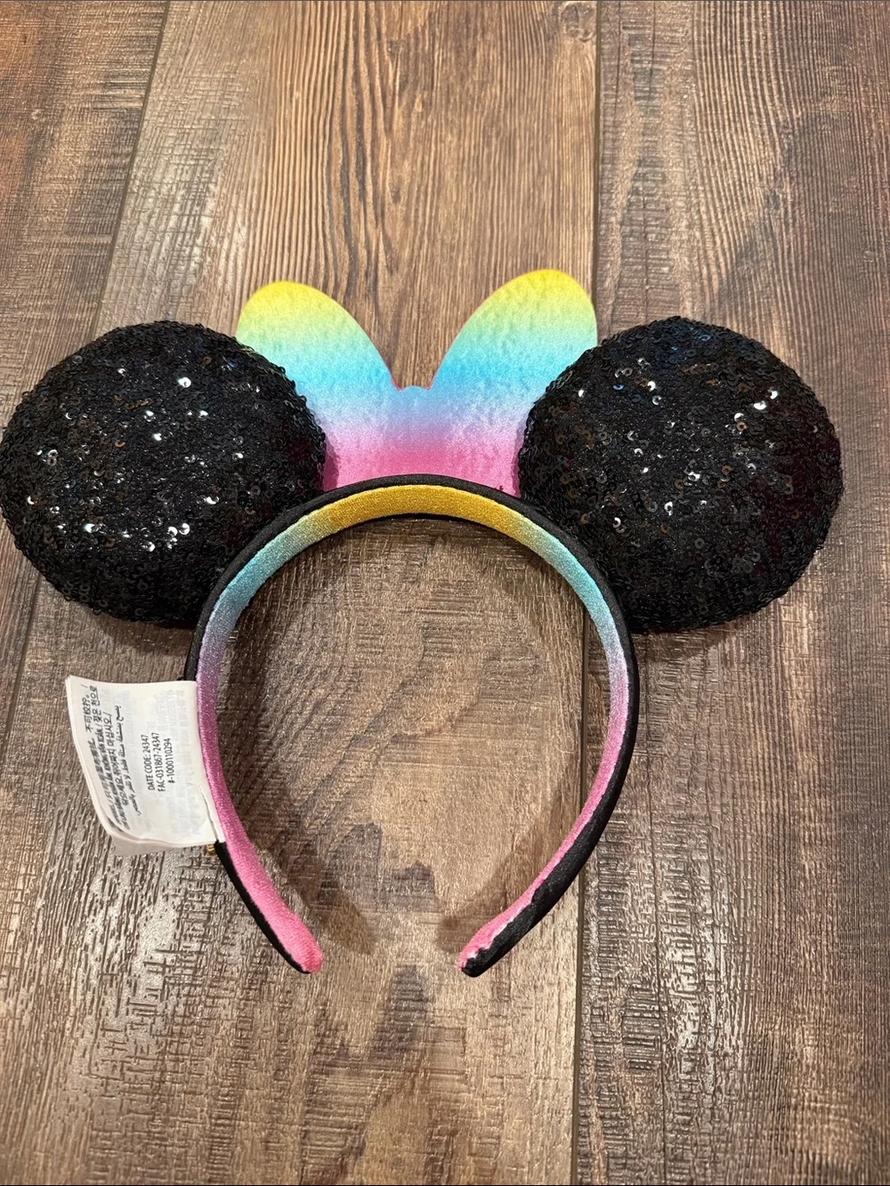 Disney Gem Minnie Sequin Ear Headband - Black, Disneyland 70th anniversary